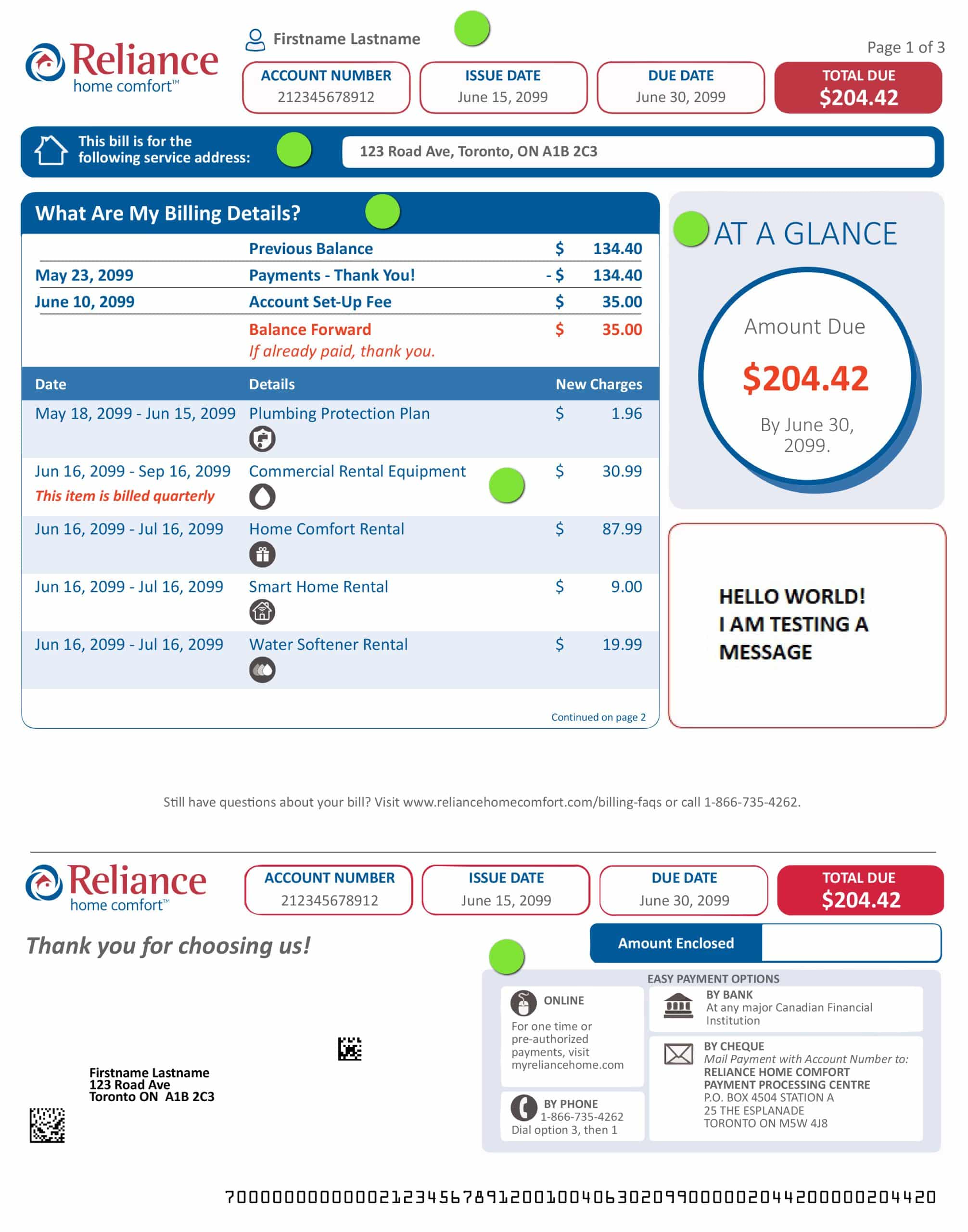 Reliance Furnace Bill